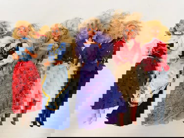 Group of Five Vintage Barbie Dolls