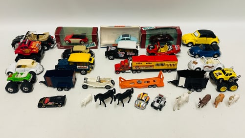 Large Collection Vintage Toy Cars, Trucks and Animals