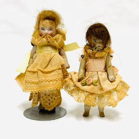 Antique All Bisque Dollhouse Dolls