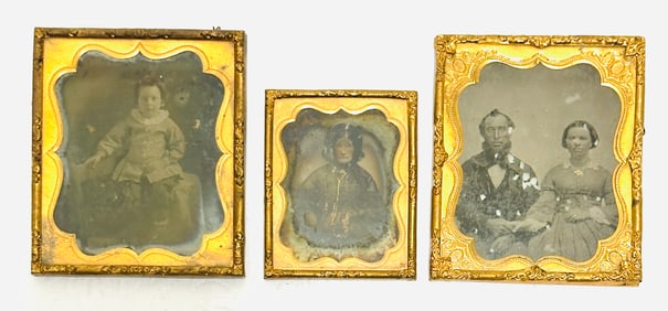 Three Antique Victorian Daguerreotype plates