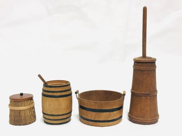 Vintage Wooden Butter Churn, Basin and Ice Bucket