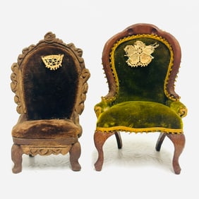 Victorian velvet covered side Chairs