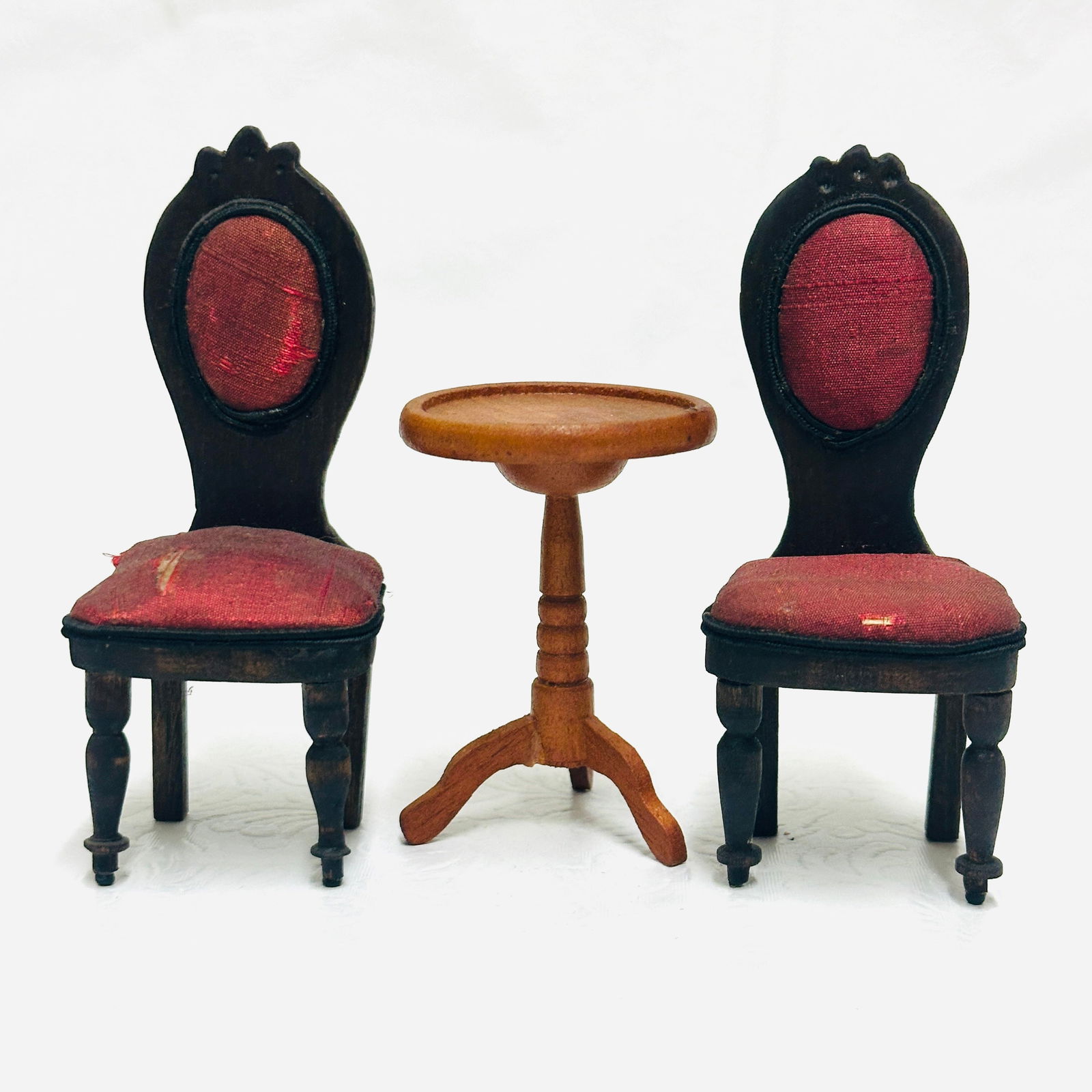 Pair Hand Carved Victorian Side Chairs and Pedestal Table (1 of 7)