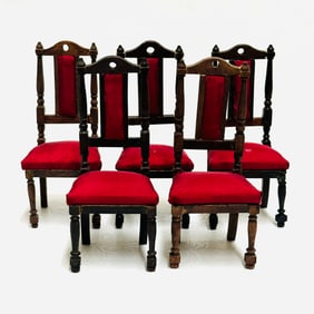 Set of Five Gothic Dining Room Chairs
