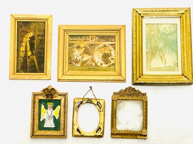 Dollhouse Miniatures Group of Five Gold Framed Art