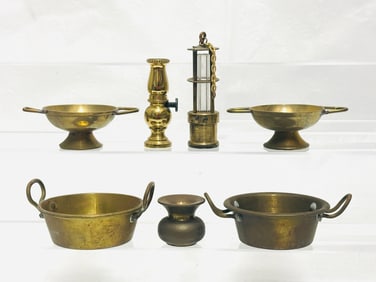 Group of Brass Dining and Kitchen Dollhouse Miniatures
