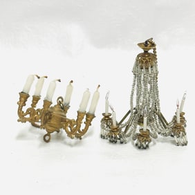 Two Chandeliers, one with crystal beading