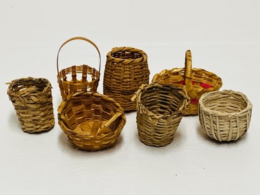 Group of Dollhouse Miniature Woven Baskets