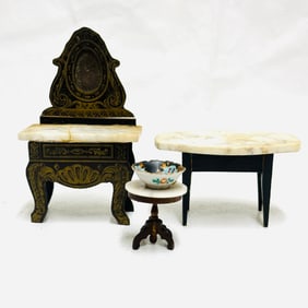 Decorated Marble top Furniture and Porcelain Bowl