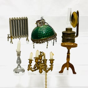 Hanging Light Fixtures, Pedestal Table and Chandelier