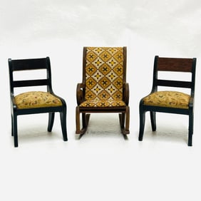 Victorian Rocking Chair and Two Side Chairs