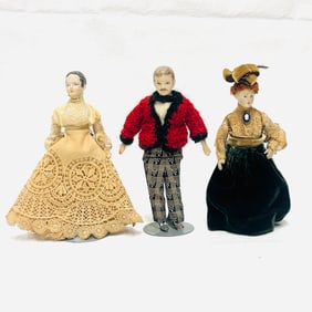 Group of Three Victorian Dollhouse Dolls