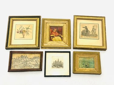Group of Six Dollhouse Framed Miniature Artwork