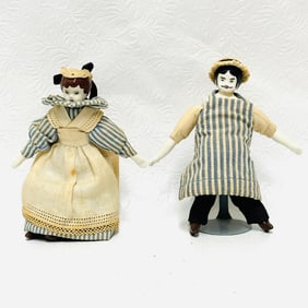 Porcelain Butcher and Nurse Maid Dollhouse Dolls