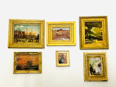 Group of Six Dollhouse Framed Miniature Artwork