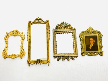 Group of Ornately Framed Mirrors and Portrait