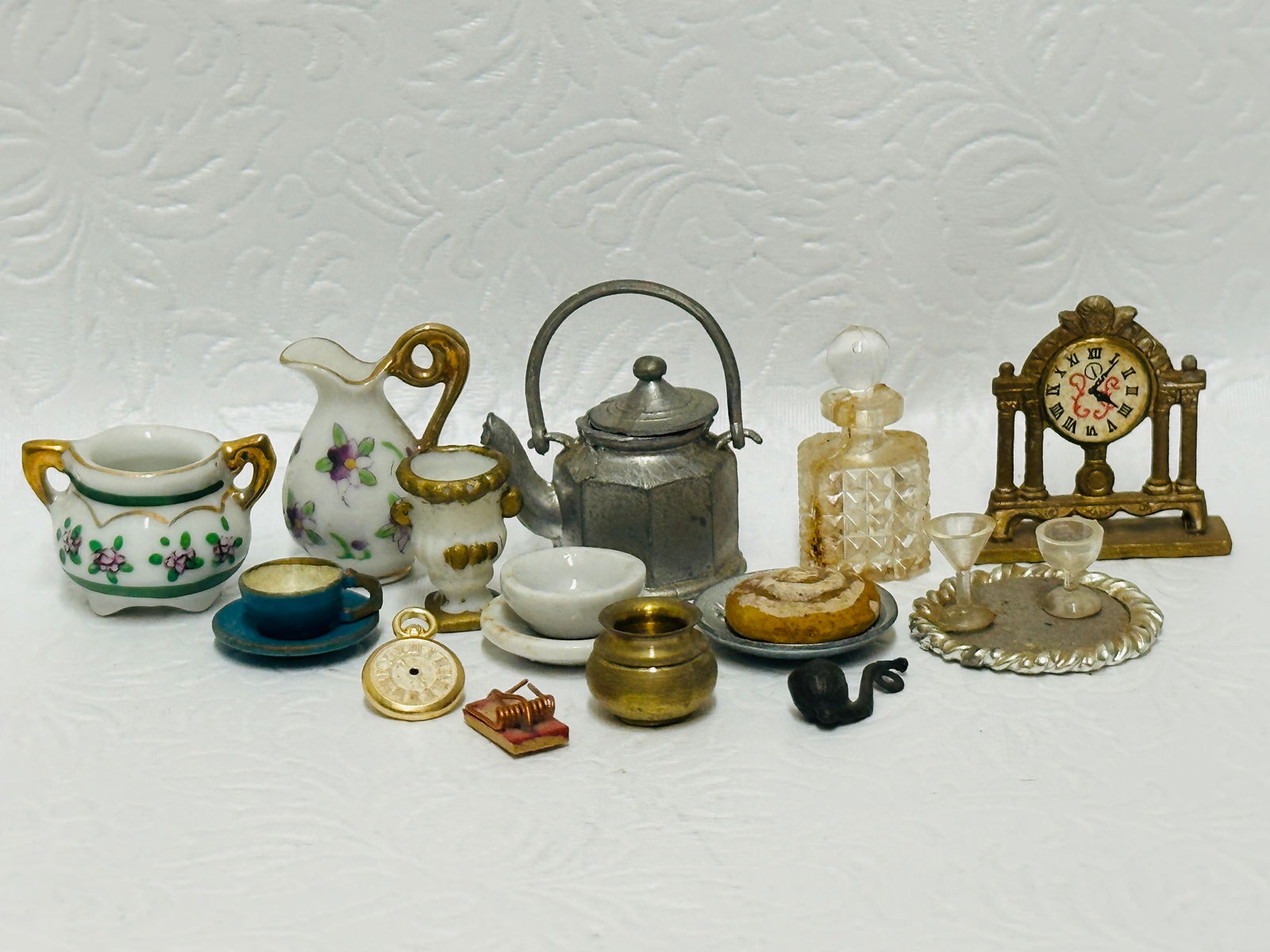 Collection of Home Decor Dollhouse Miniatures with Mantel Clock (1 of 5)