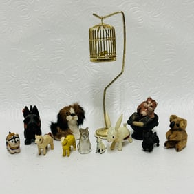 Dollhouse Miniature Pets, Animals and Bird Cage