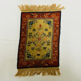 Oriental Needlepoint Rug tagged Ruth McCrea 1978