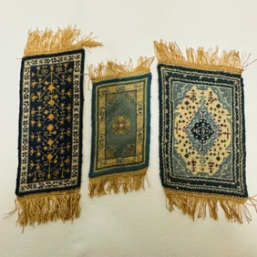 Group of three Blue Oriental Rugs