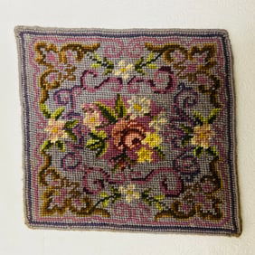 Lilac Floral Needlepoint Rug