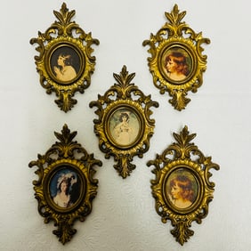 Portraits in Ornate Carved Wood Frames