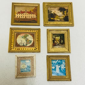Gilt Framed Landscapes and Map
