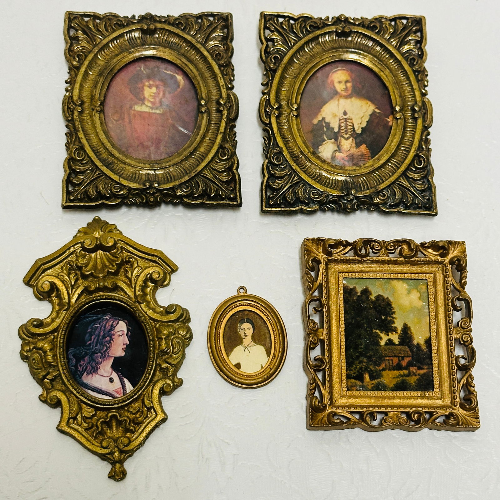 Gilt Framed Dollhouse Miniature Portraits and Landscape (1 of 9)