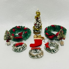 Vintage Miniature Christmas Tree and Holiday Decor
