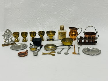 Grouping Dinner Ware including Brass Chalices