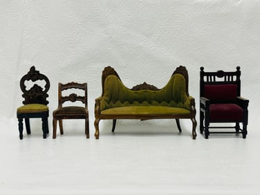 Victorian French Style Settee and Side Chairs