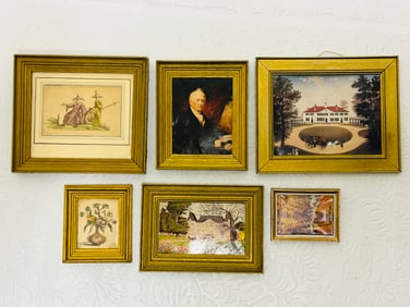 Group of Six Gilt Framed Works of Art