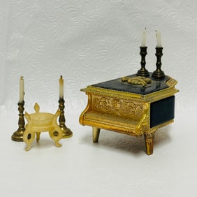 Two Pairs of Candlesticks and Piano Music Box
