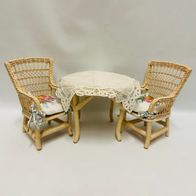 American Girl Doll Samantha Victorian Wicker Table and Chairs