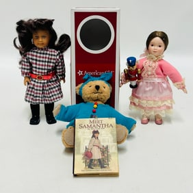 American Girl Doll mini Samantha, Miss AG Bear and Christmas Doll