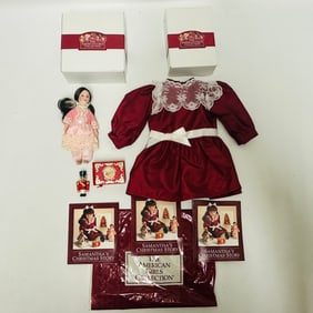 American Girl Doll Samantha Cranberry Party Dress, Christmas Doll and Nutcracker