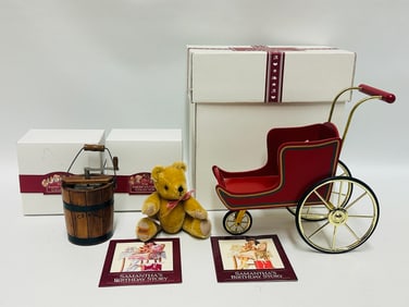 American Girl Doll Samantha Elegant Doll Pram, Mohair Teddy Bear and Ice Cream Freezer