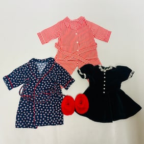 American Girl Doll Molly Holiday Dress, Robe and Striped Pajamas