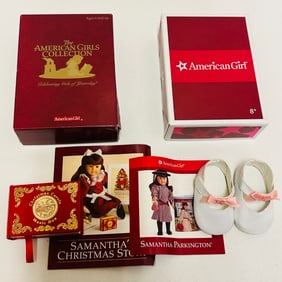 American Girl Doll Samantha Christmas Music Box and Party Slippers