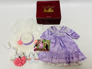 American Girl Doll Samantha Bridesmaid Dress and Hat