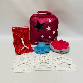 American Girl Doll Box Backpack Doll Carrier with Hats and Hangers