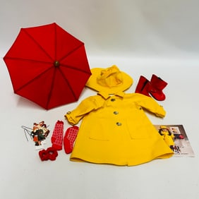 American Girl Doll Molly Raincoat Outfit and Umbrella