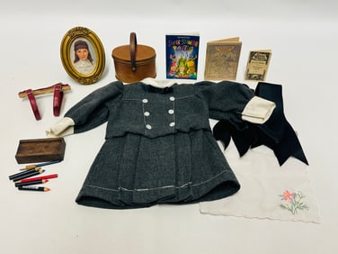 American Girl Doll Samantha School Dress, Books and Lunch Tin