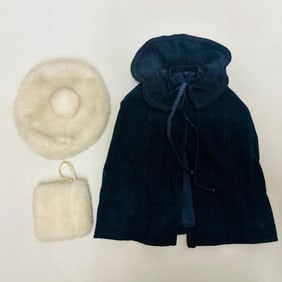 American Girl Doll Samantha Plaid Cape, Hat and Hand Warmer