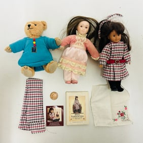 American Girl Doll mini Samantha, Miss AG Bear and Christmas Doll