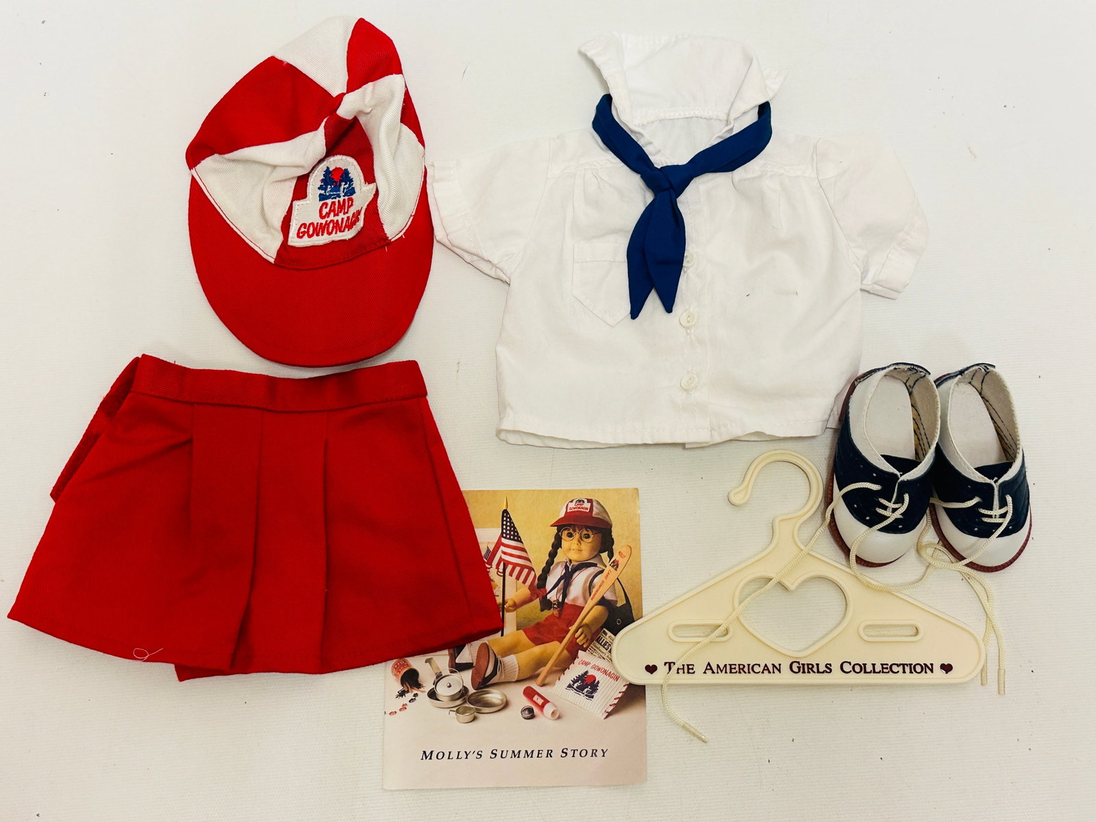 American Girl Doll Molly Camp Uniform Outfit with Accessories: American Girl Doll Molly Camp Uniform Outfit with Accessories ------------------ please review all pictures carefully because they are part of the description and show condition issues if any --------