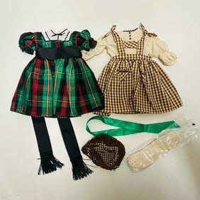 American Girl Doll Addy Christmas Dress and Birthday Pinafore Dress