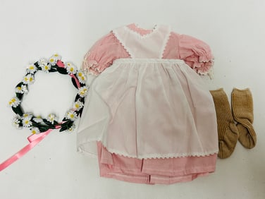American Girl Doll Kirsten Apron Dress and Daisy Wreath