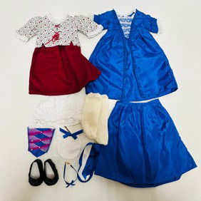 American Girl Doll Felicity Laced Jacket, Petticoat and Christmas Gown