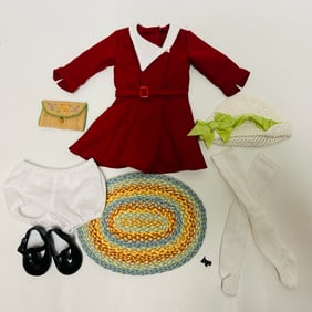 American Girl Doll Kit Christmas Outfit with Bedroom Rug